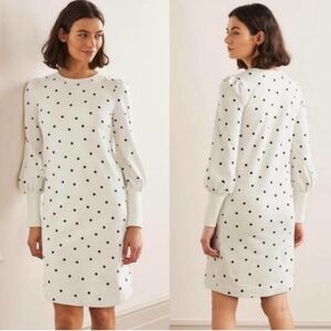 🐞 Boden Rowana white-black polka dot cotton sweatshirt dress US 16 18